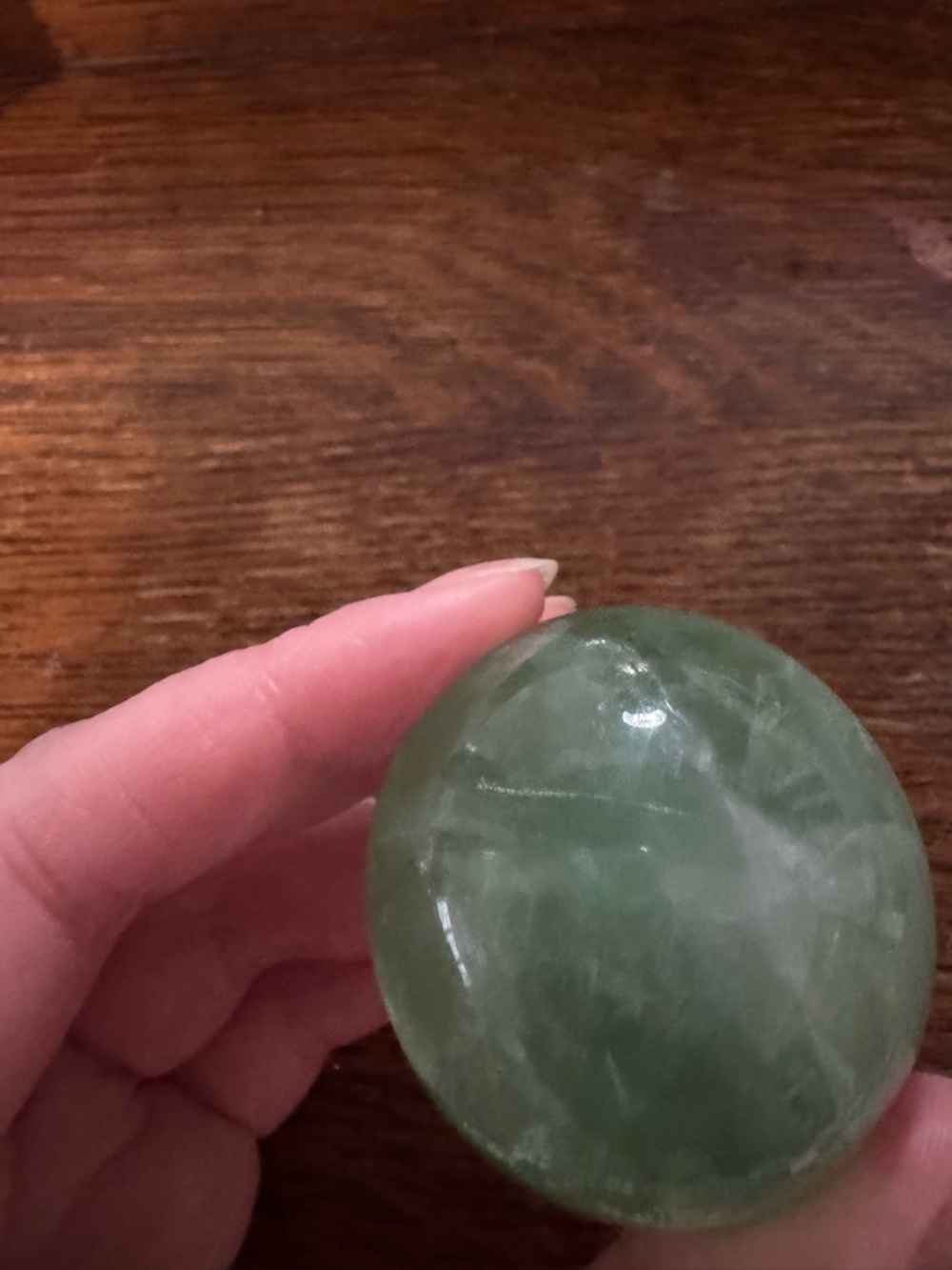 Green fluorite crystal sphere ball small gem rainbow - Picture 6 of 6